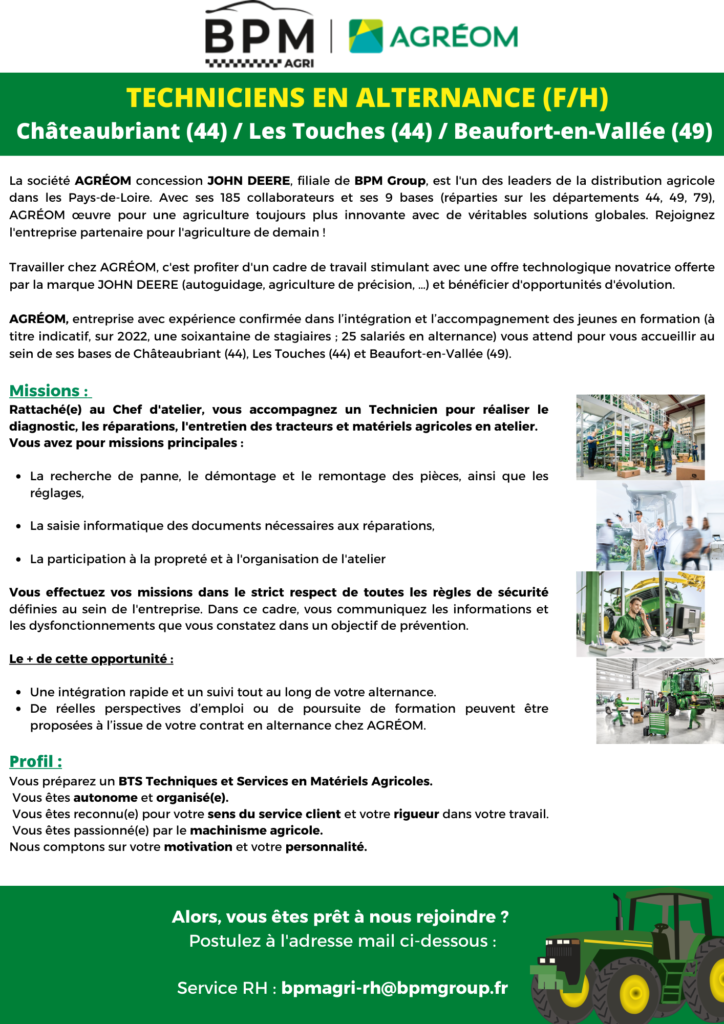agreom recrute technicien apprentissage